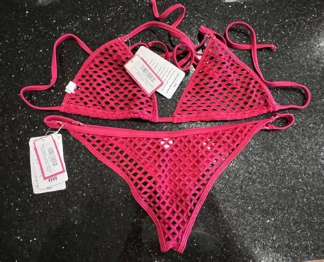 WICKED WEASEL MEGA Mesh Bikini Set Rouge Large New PicClick