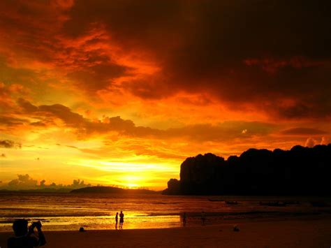 Sunset In Railay Bay Thailand Railay Beach Krabi Sky Break Krabi