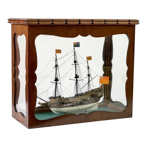 English Galleon Ship Model In A Glass Case Chairish