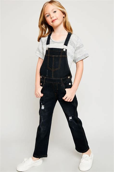 Talia Distressed Denim Overalls Tween Outfits Kids Fashion Clothes