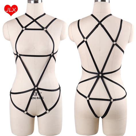 sexy body suit elastic body harness cage bra lingerie bondage harness wedding leg garter belt