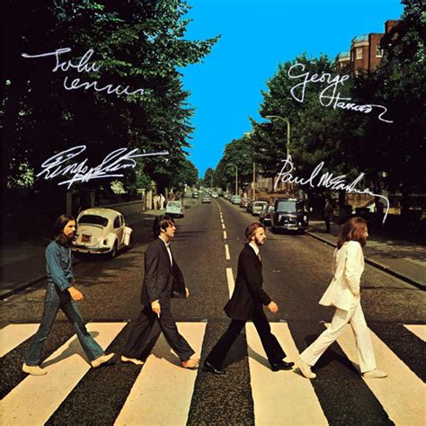 Beatles Rare Signed Abbey Road Artwork Cover Lp No Vinyl Album Lennon