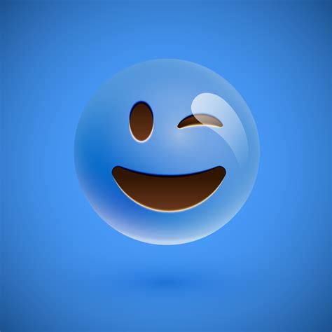 Emoticon Realista Azul Cara Sonriente Ilustración Vectorial 309800