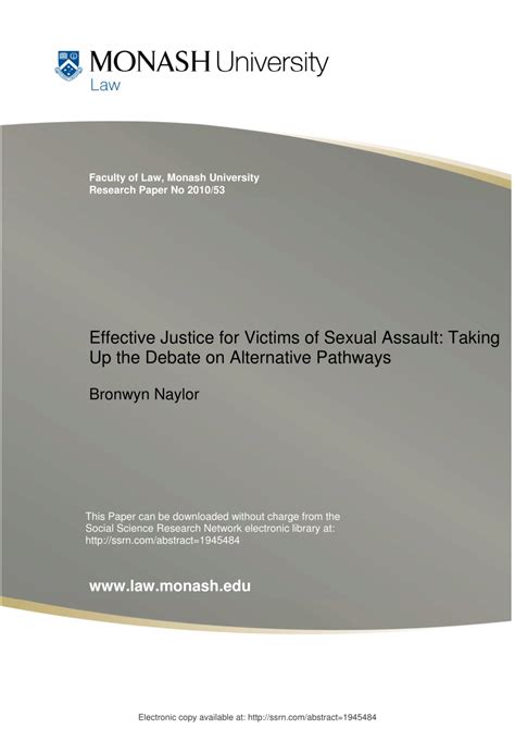 pdf effective justice for victims of sexual assault taking up the debate on alternative pathways