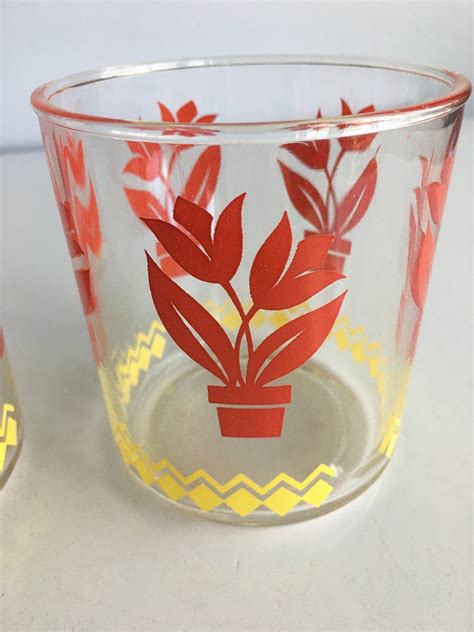 Vintage Hazel Atlas Sour Cream Glass Jar Red Tulip Potted Etsy