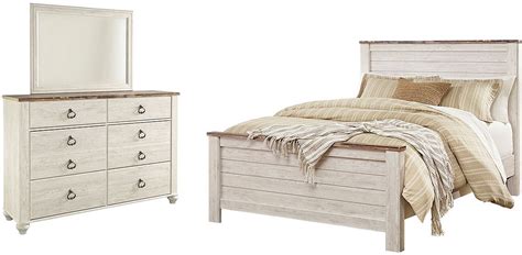 Signature Design By Ashley® Willowton 3pc Whitewash Queen Panel Bedroom