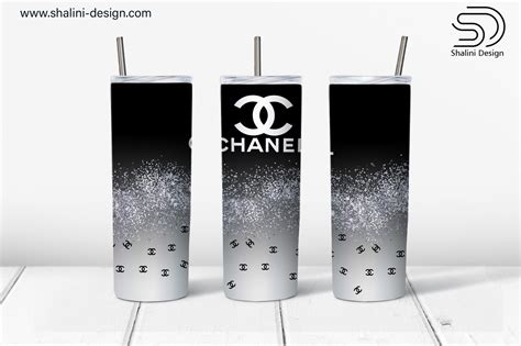 Chanel Silver Glitter Design For 20oz Skinny Tumbler Shalini Design