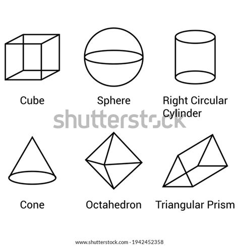 Basic 3d Geometric Shapes Line Art Stock Vector Royalty Free