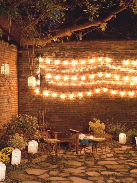 Outdoor Wall Decor Ideas With Wood Plants And Lights With Images