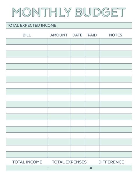 monthly budget planner  printable worksheet savor