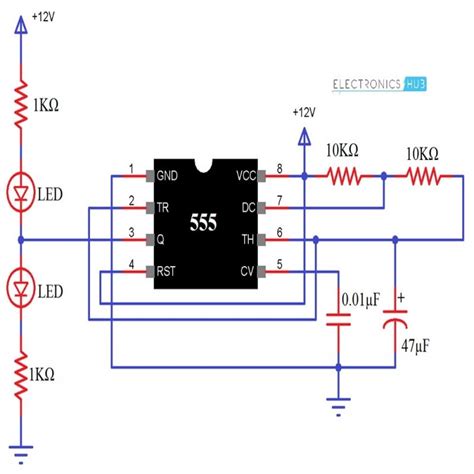 Schematic 555 Timer Circuit Diagram Lm555 Timer Internal Circuit