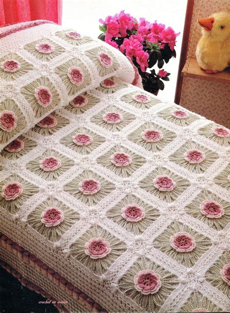 Colcha De Cuadros En Flor Crochet Bedspread Pattern Crochet Blanket