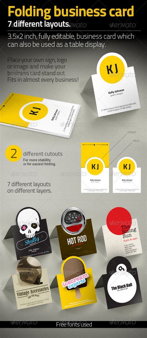 Folded business cards, like standard business cards, have the same size, but have twice the space. Folding Business Card | GraphicRiver