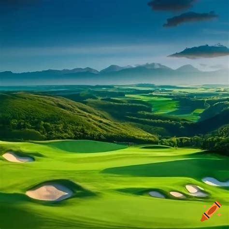 Lush Green Golf Course With Rolling Hills And Vibrant Fairways On Craiyon