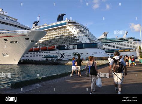 Cruise Ships Nassau Bahamas Stock Photo Alamy