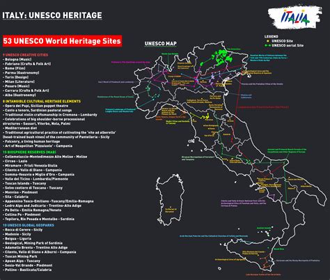 The 53 Unesco World Heritage Sites In Italy In 2017 54 In 2018 Mapporn