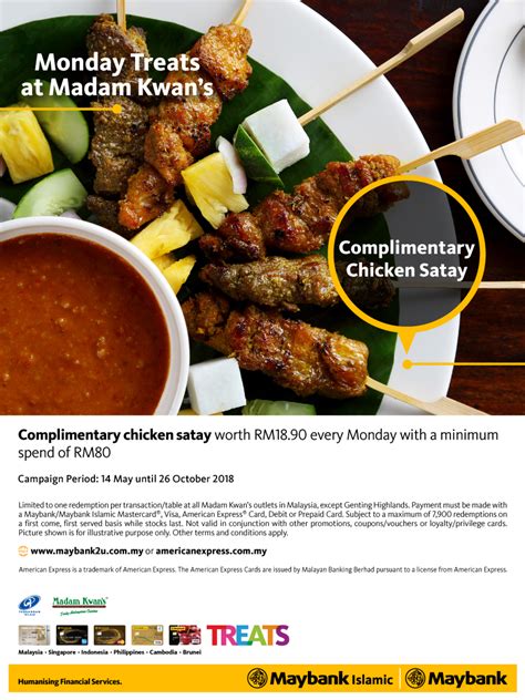 Maybe you would like to learn more about one of these? Maybank cards Complimentary Satay at Madam Kwan's - Best-Credit.co Malaysia