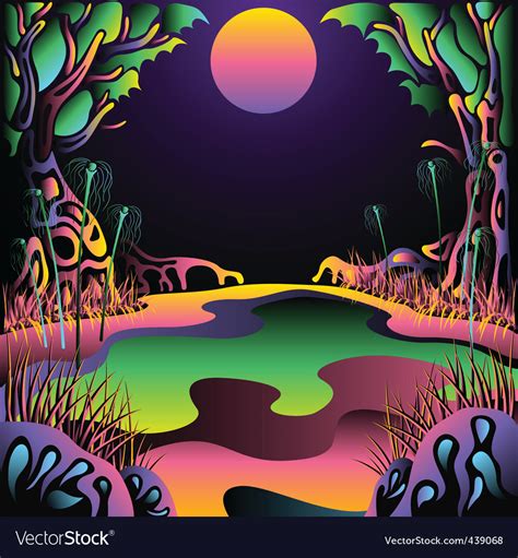 Psychedelic Forest Landscape Royalty Free Vector Image