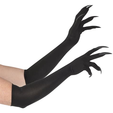 Suit Yourself Long Cat Claw Gloves For Adults One Size Long Gloves Feature Black Talons