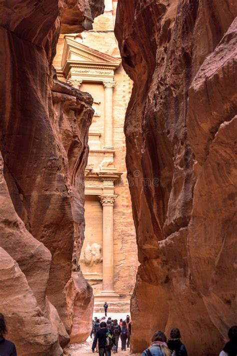 Al Khazneh The Treasury Temple Ancient City Of Petra Jordan Stock