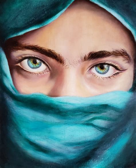Original Oil Portrait Painting Of A Beautiful Afghan Girl With
