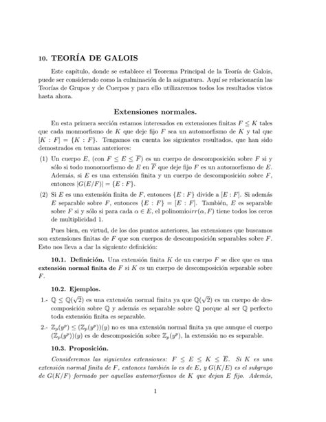 10 TEORÍA DE GALOIS Extensiones normales