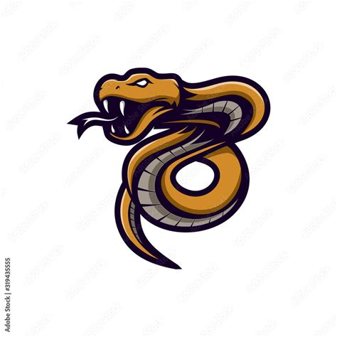 Brown Viper Snake Mascot Logo Vector Illustration Angry Ready To