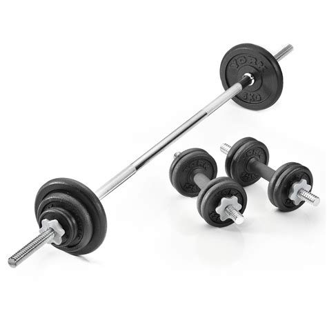 York 35kg Cast Iron Barbell And Dumbbell Set