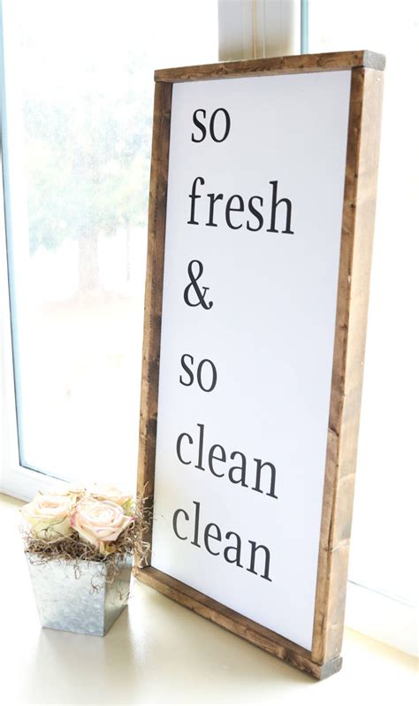 So Fresh And So Clean Clean Sign Hand Painted Framed Wood Modern Etsy