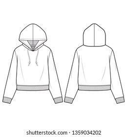 Hooded Sweatshirt Fashion Flat Sketch Template Stock Vector Royalty Free Shutterstock