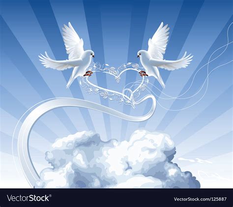 White Doves With Heart Royalty Free Vector Image