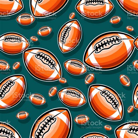 Rugby Balls Repeating Tile Background American Football Balls Seamless