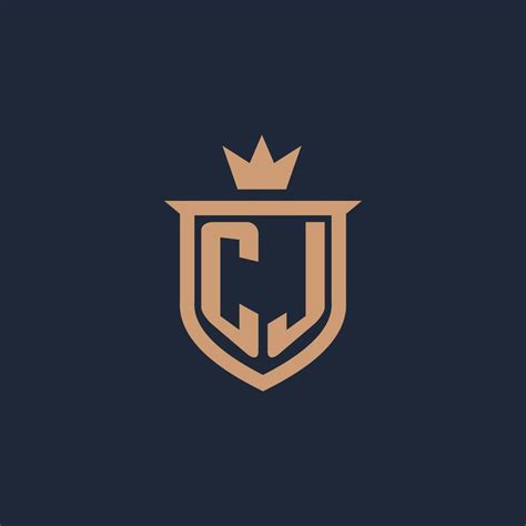 Cj Monogram Initial Logo With Shield And Crown Style 11648808 Vector