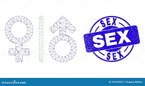 Blue Grunge Sex Stamp And Web Carcass Gender Symbols Stock Illustration Illustration Of