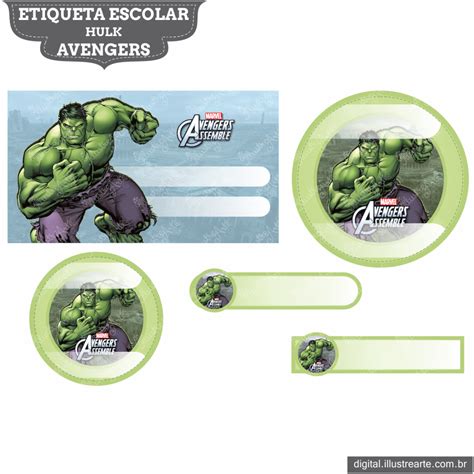 Etiqueta Escolar Hulk Avengers Hulk Etiquetas Escolares Escola