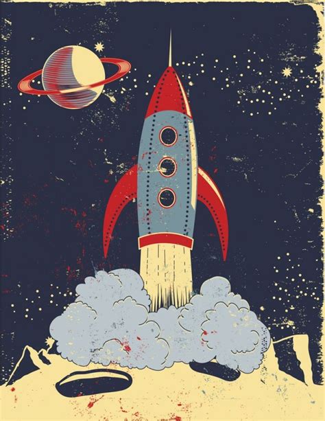 Retro Rocket Illustration Retro Rocket Space Illustration Space Art