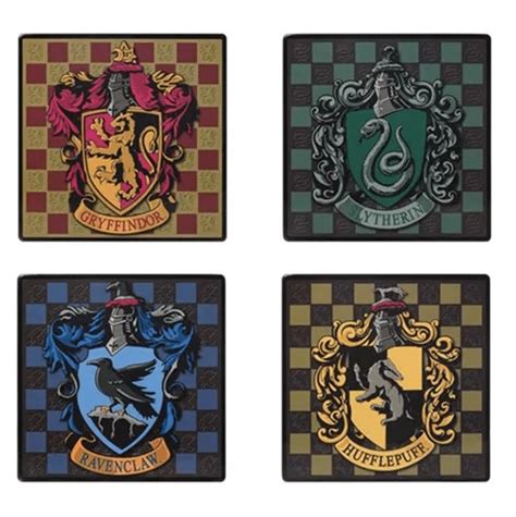 Harry Potter Coaster Set Of 4 Gryffindor Slytherin Ravenclaw Hufflepuff