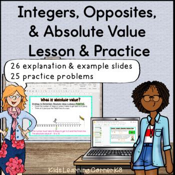 Integers Opposites Absolute Value Lesson Practice Digital