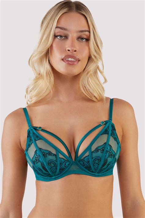 Rhiannon Teal Embroidery Plunge Bra Playful Promises Usa