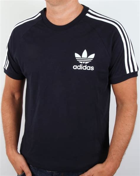 Adidas Originals Retro 3 Stripes T Shirt Navycaliforniatrefoiltee