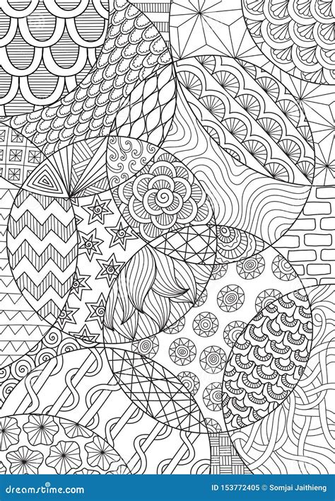 Abstract Line Art Drawing For Background And Adult Coloring Book Or