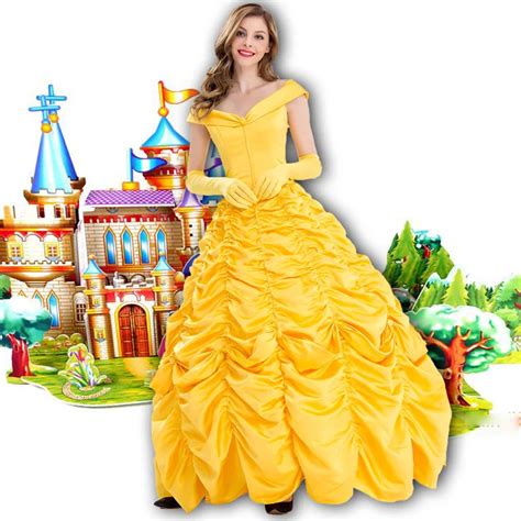 New Fantasia Halloween Cosplay Adult Princess Belle Costume Long Dress Women Southern Adult