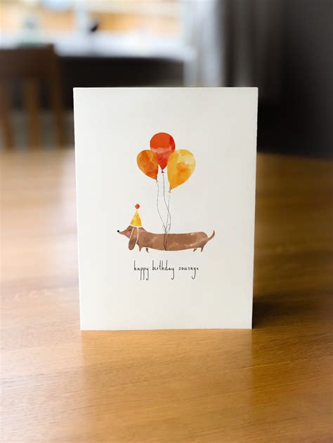 Daschund Birthday Card Happy Birthday Sausage By Illustratedbyaisha