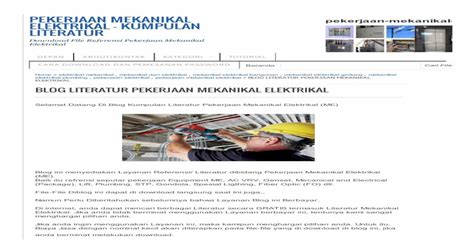 Blog Literatur Pekerjaan Mekanikal Elektrikal Pekerjaan Mekanikal