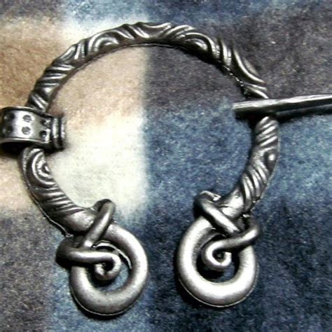Celtic Knot Cloak Pin 2 Penannular Brooch Antique Silver Etsy
