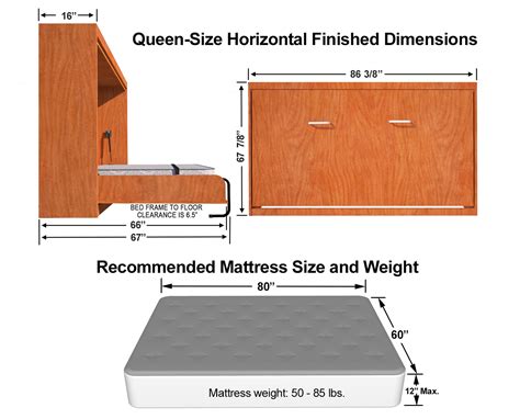 Horizontal Queen Size Kit Easy Diy Murphy Bed