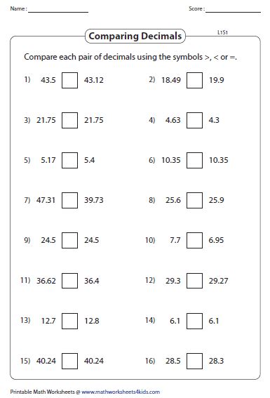 Decimal Worksheet For 4th Grade - Best Worksheet