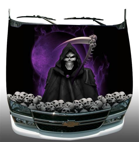 grim reaper skulls hood wrap wraps sticker vinyl graphic decal etsy