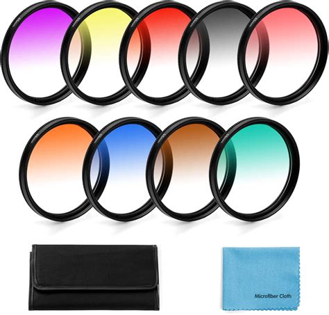 58mm Graduated Color Filters Kit 9 Pieces Gradual Colour