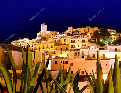 Ibiza Dalt Vila Downtown In Night Lights — Stock Photo © Lunamarina